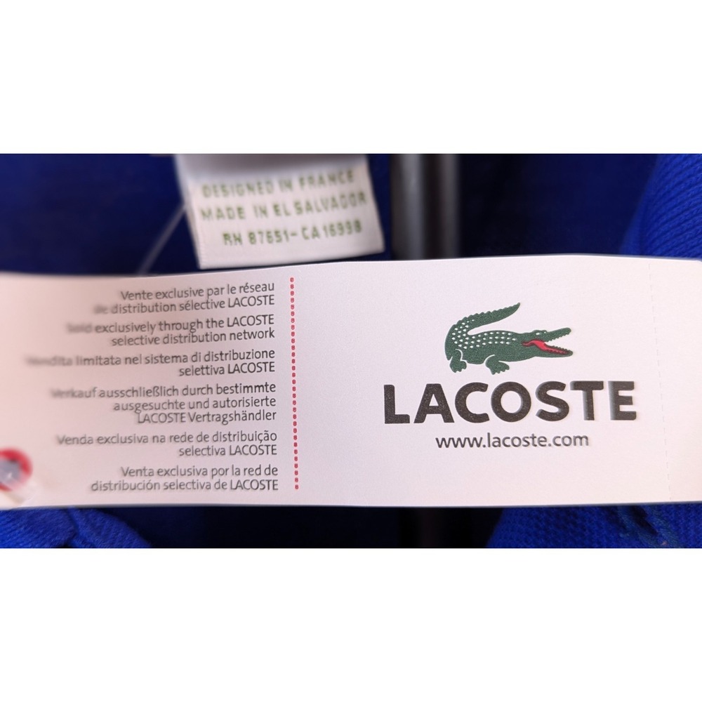 NWT Lacoste Classic Fit Polo Shirt Mens Size 7 XL Blue 100% Cotton Crocodile Log - Picture 6 of 14